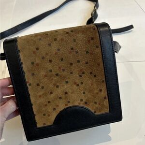 Vintage leather and suede cross body bag